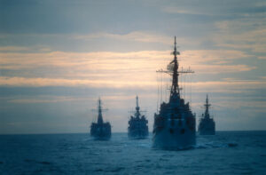 Navy ships at sea