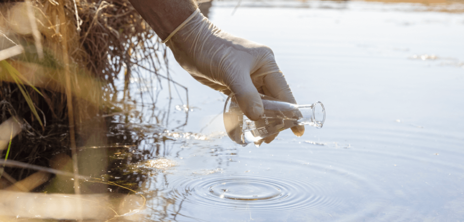 Person testing water