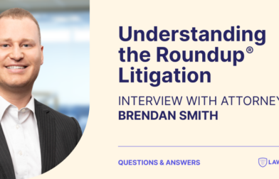 Graphic for an interview with Brendan Smith, a Roundup attorney.