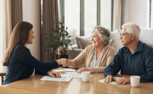 An older couple meets with an attorney
